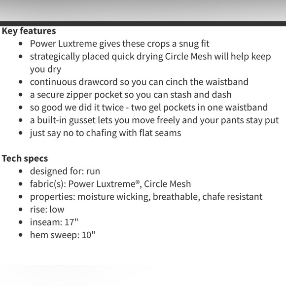 Lululemon Run For Your Life Crop.  EUC!  Size 8. Power Luxtreme, Circle Mesh. - Picture 8 of 8